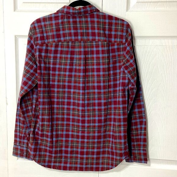 Prana Los Feliz Flannel Shirt Mens S Slim Fit Red Blue Plaid Rhubarb NWT - Picture 3 of 12